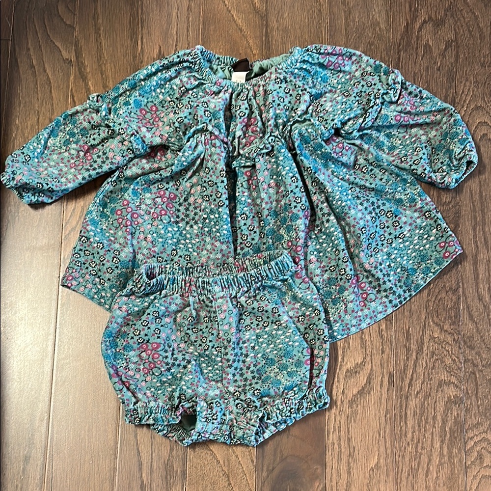 Tea Collection Floral Baby Dress and Bloomers Set 6-9 months